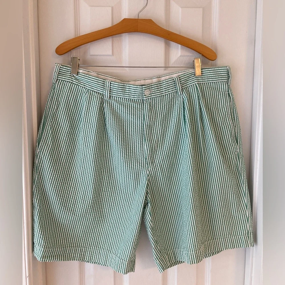 Brooks Brothers Green and White Striped Men Shorts - Picture 8 of 8